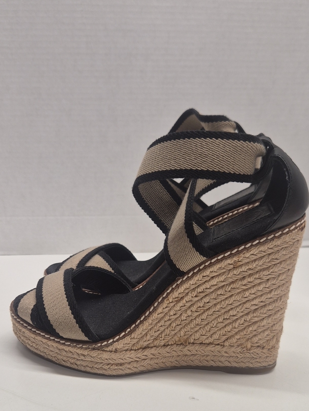 Tory Burch Frieda Espadrille Wedges High Heel Wedged Shoes Open Toe Sandals 8